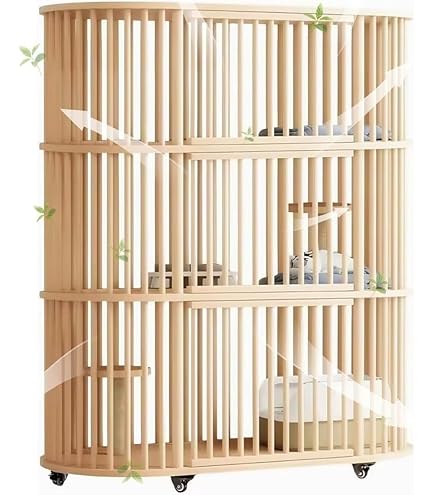Amazon.co.jp: TUIYIDUO キャットケージ 猫ハウス 木製 3階建て 猫